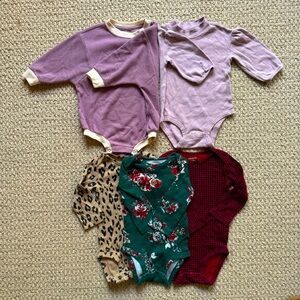 Set 12m Long Sleeves - houndstooth, mock turtleneck, leopard, green.